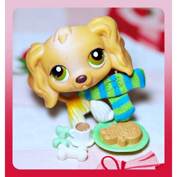 2006 Authentic Littlest Pet Shop LPS #79 Cocker Spaniel Puppy Dog Green Eyes - Picture 2 of 10